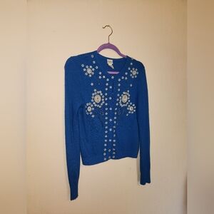 Lucky Brand Blue Floral Cardigan